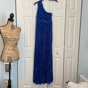Vibrant Royal Blue Dress with Side Slit brand unknown